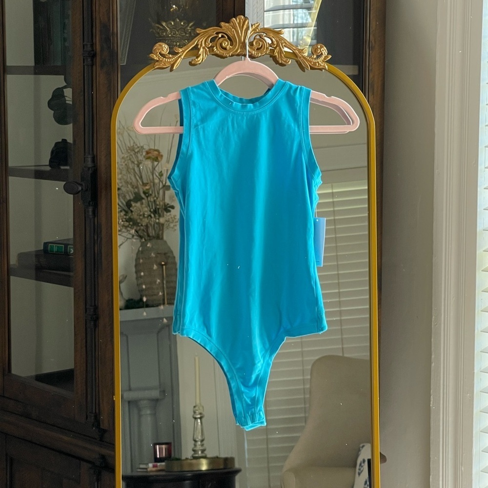 NWT COTTON CITIZEN Turquoise Lapis Blue Brisbane Tank Bodysuit 100% Cotton